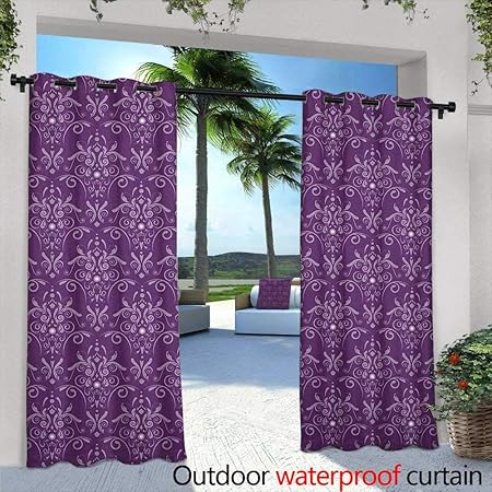 Amazon Com Eggplant Curtains For Living Room Damask Pattern With