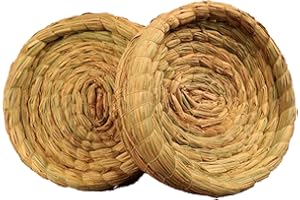 Orgrimmar 2PCS Handmade Woven Flat Base Straw Bird Nest Breeding Nest Hatch House Cage for Dove, Pigeon, Parrot, Rabbits, Hamster, Gerbil Guinea Pig, Chinchillas