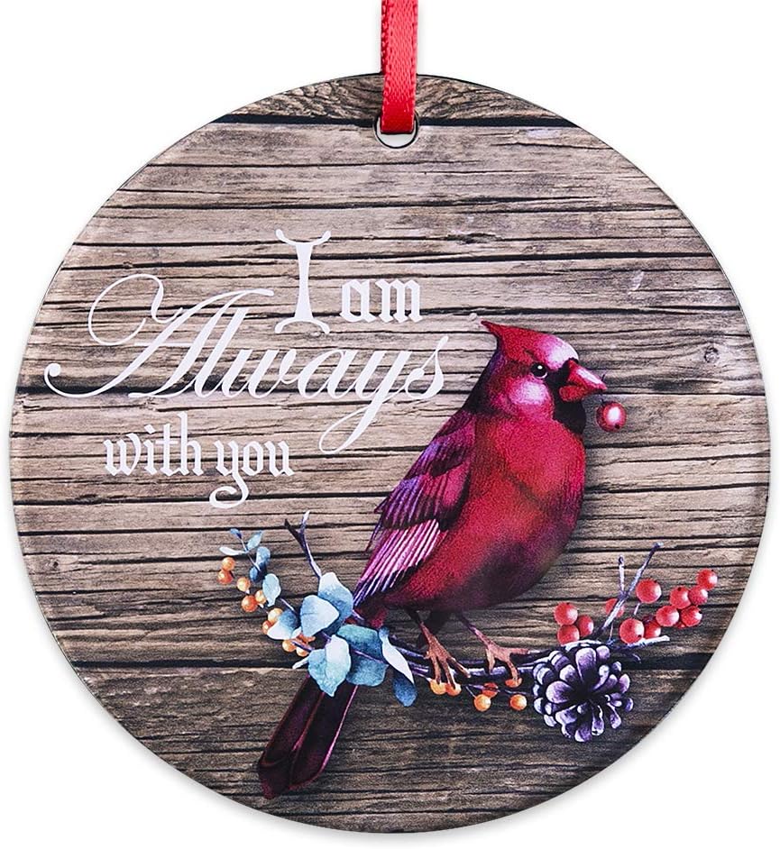 FaCraft Christmas Ornaments Christmas in Heaven,Red Cardinal Christmas Ornaments,3.5" I am Always with You in Memory of Loved One Christmas Ornaments,Memorial Christmas Ornament Tree Decorations