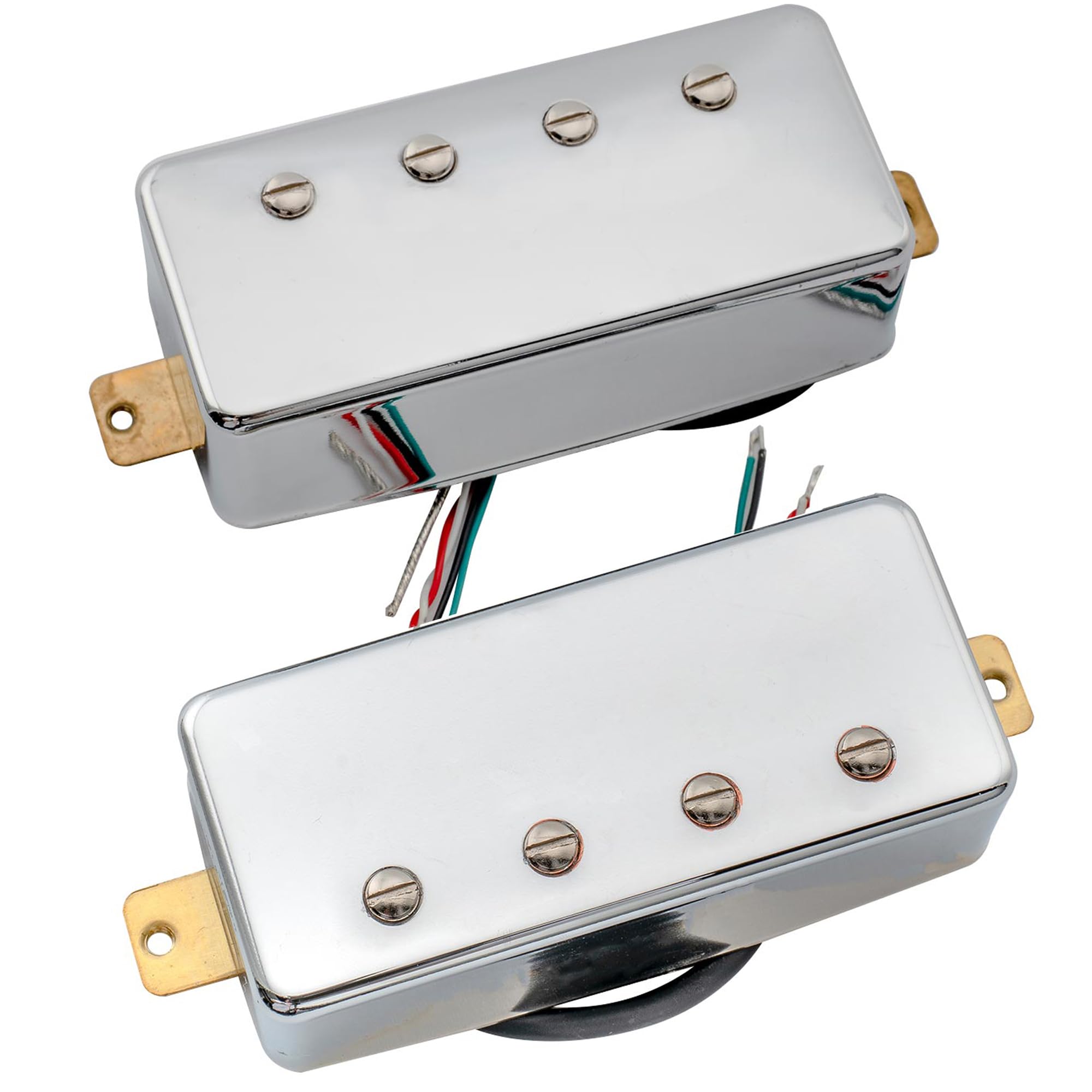 Artec MVBA4 Alnico 5 Covered Humbucker Neck Bridge Pickups Set for LP or EPI Style 4-String Electric Bass, Chrome