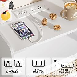 Lerliuo Rattan Nightstand with Charging