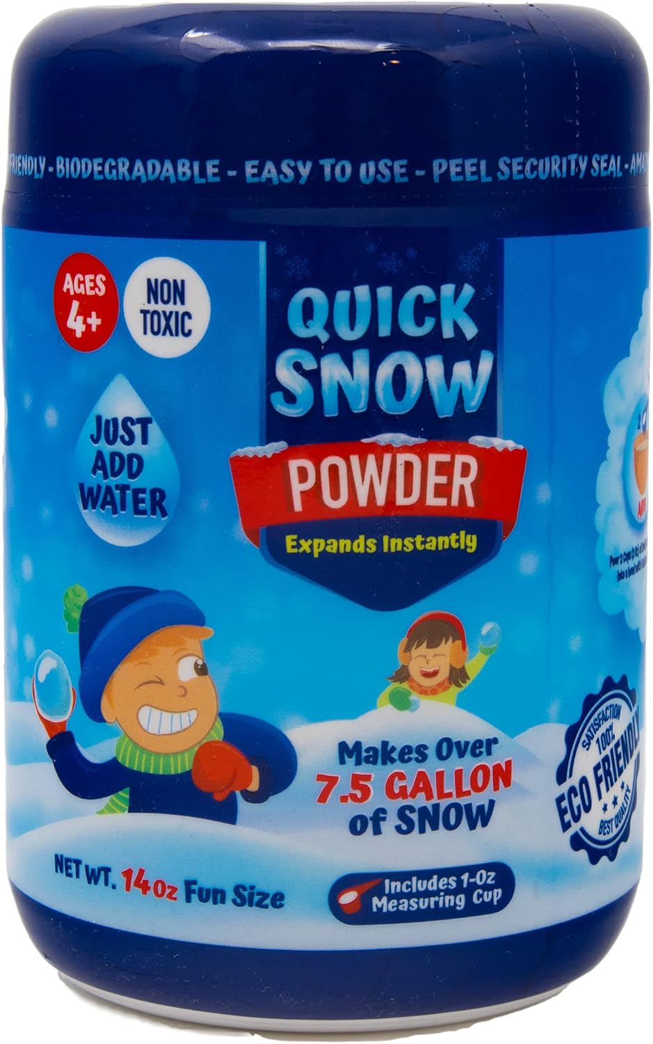 Artificial Snow - QUICK SNOW POWDER: Instant Snow - Makes 7.5 Gallon Magic Artificial Fake Snow - Just Add Water - Christmas Decorations Events Outdoor Indoor- STEM Slime Activities- 15 year + - Fun Size 14.0 Oz