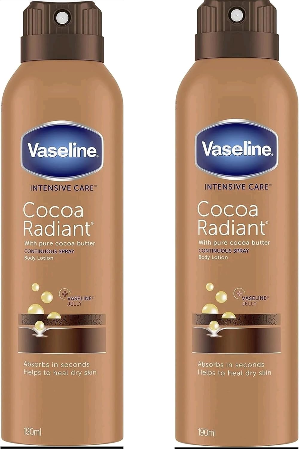 Vaseline Spray & Go Body Moisturiser Essential Healing 2 x 190ml Non-greasy