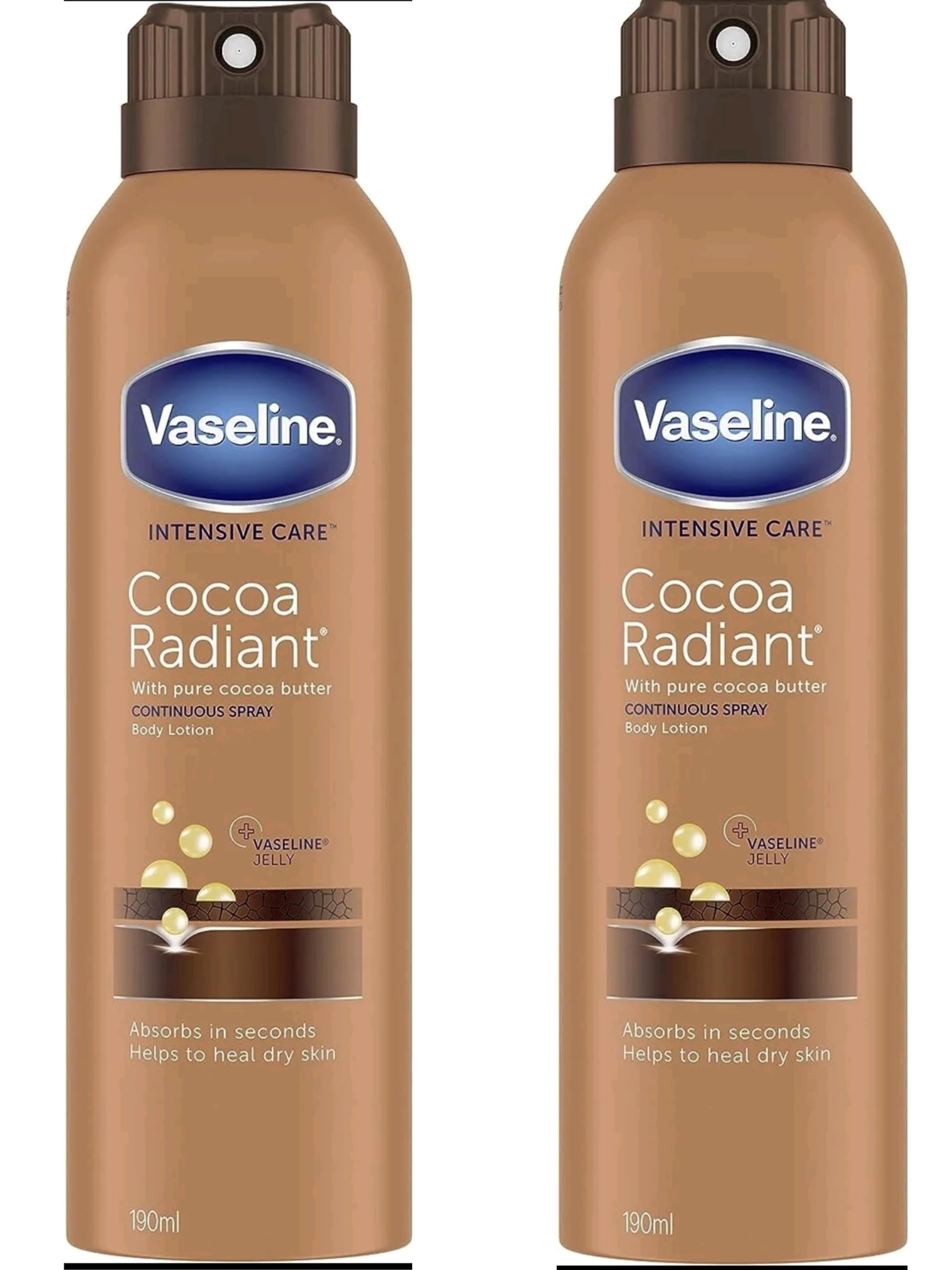 Vaseline Spray & Go Body Moisturiser (2 x 190ml) Essential Healing - Non-greasy