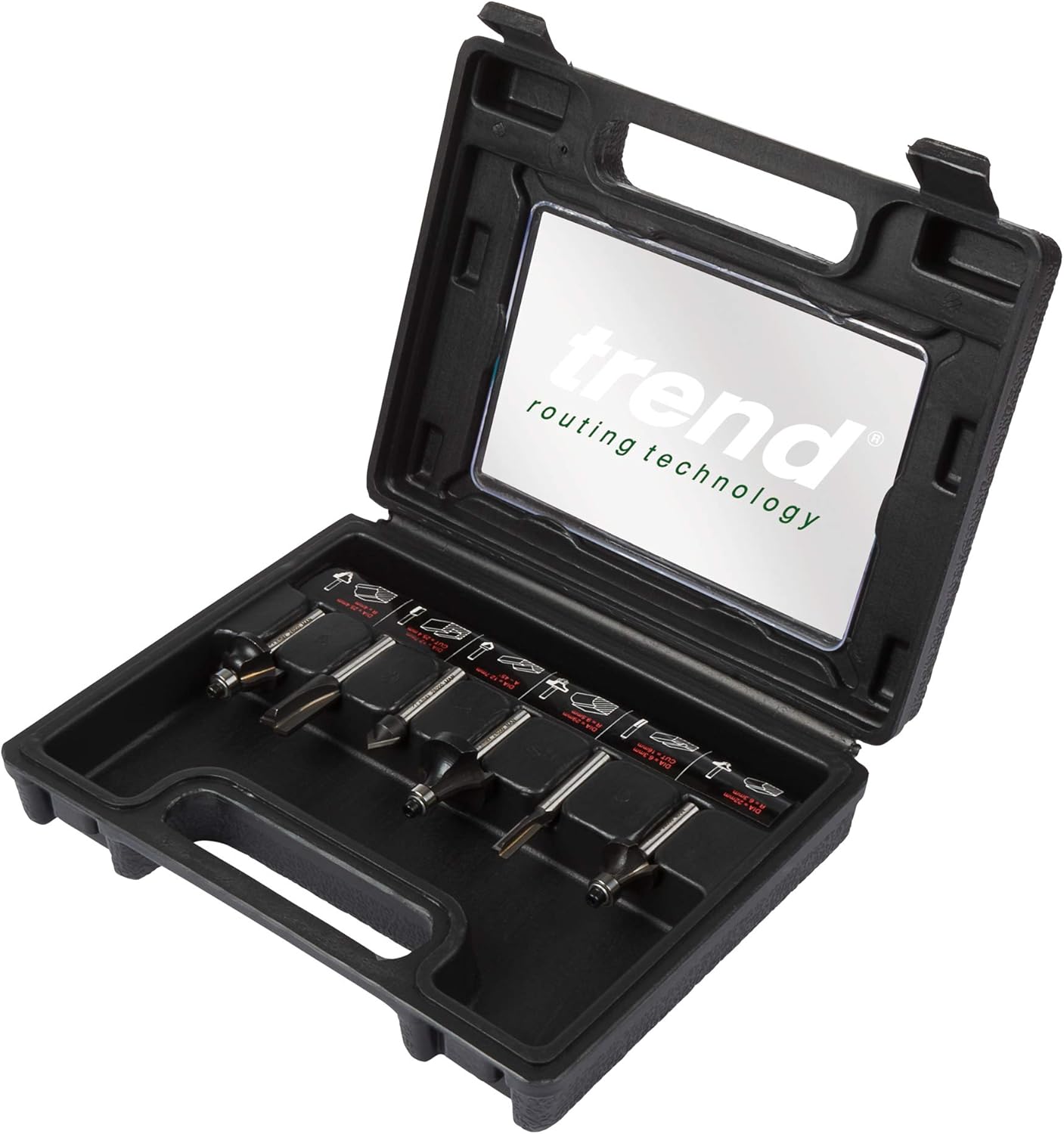 Trend 6 Piece Router Bit Starter Set, 1/4 Inch Shank, Tungsten Carbide Tipped, Storage Case Included, SET/SS11X1/4TC