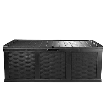 Ondis24 Kissenbox Mimbre Rattan Optik Sitztruhe Auflagenbox anthrazit 630 Liter XXL mit Gasdruckfedern für 3 Personen als Sit