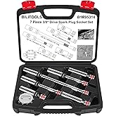 BILITOOLS 6 Piece 3/8-Inch Drive Magnetic Swivel Spark Plug Socket Set-Includes 9/16-Inch, 5/8-Inch, 14mm, 16mm Socket & 3/8-