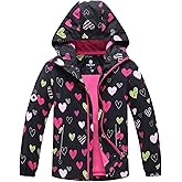 MGEOY Girls Rain Jacket Lightweight Waterproof Hooded Cotton Lined Raincoat Windbreaker for Kids Size 4-12 Years