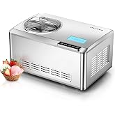 COUPLUX Fastest Freezing Ice Cream Maker, with Built-in Compressor 2.1QT | No Pre-freezing Automatic Ice Cream Machine, Easy Operate &amp; Clean, Recipes Included, Stainless Steel, Low Noise, LCD Display