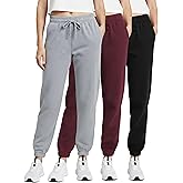 Real Essentials 3 Pack: Women's Fleece Jogger Sweatpants (Available in Plus Size)