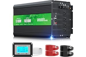 5100W Power Inverter,Peak Power 10200W 12V DC to AC 110120V,Remote Control with 4AC Outlets and3.1USB Port,LCDDisplay for Out