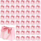 HOZEON 100 Pack Pink Thank You Gift Bags with Handles - 5.5x4.7x2.5 Inches Mini Party Favor Bags for Wedding, Baby Shower & Birthday Celebrations