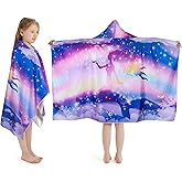 Mermaid Hooded Towel, Oversized 50" L x 30" W for Ages 3 to 12 Kids, Mermaid Theme -1Pack