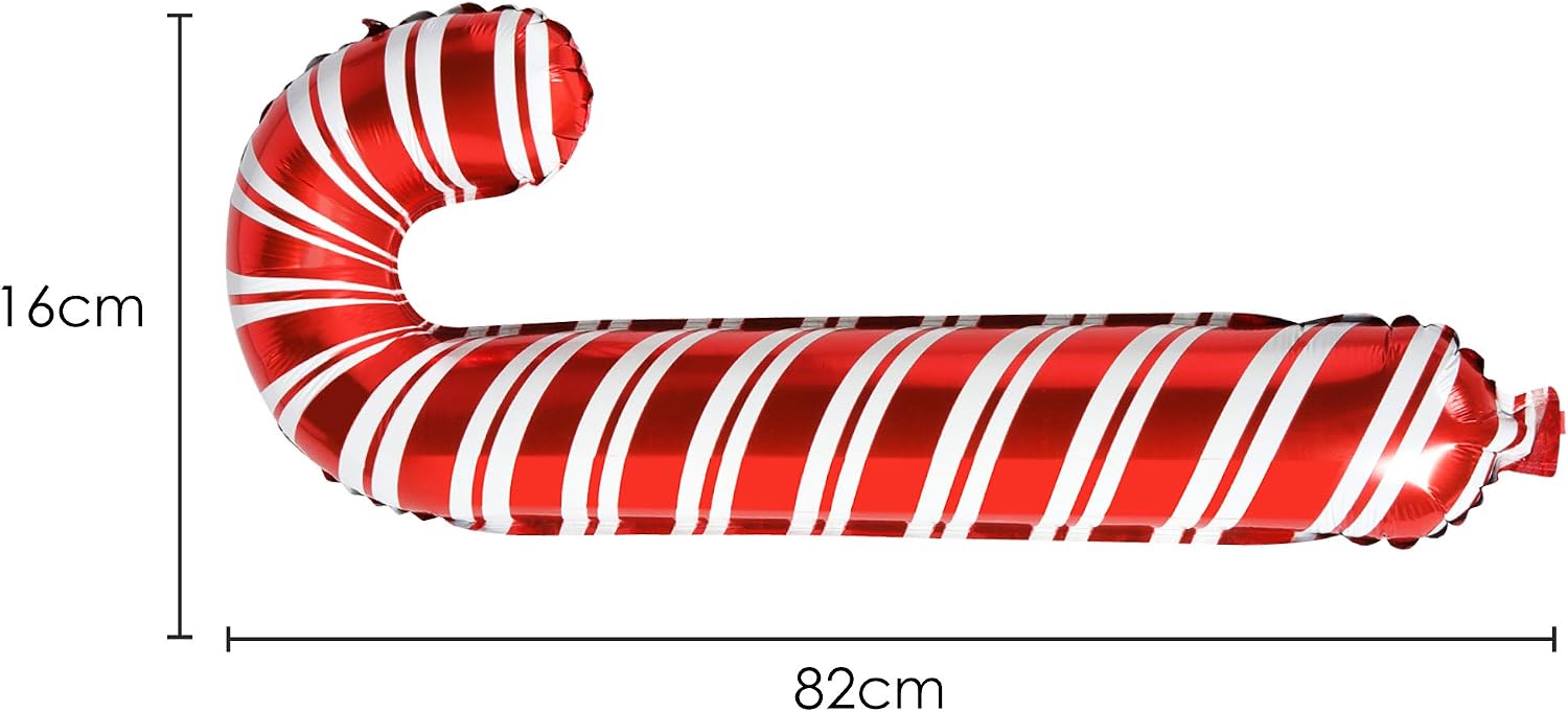 TRIXES XL Candy Cane Balloon, Christmas Balloon 82cm -Inflatable Christmas Decoration, Metallic Striped, Party Decoration - Image 3