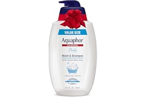 Aquaphor Baby Wash and Shampoo, Unscented Baby Shampoo and Wash, 25.4 Fl Oz Pump Bottle