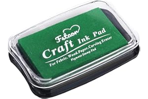 Fstaor Large Green Ink Pad for Rubber Stamps, 4 × 2.6 inch Stamp Pads for Kids, Ink Pads Permanent for Paper Wood Fabric (Green)