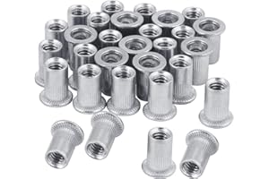 OIIKI 20Pcs 1/4-20UNC Rivet Nuts, Aluminum Flange Nut, Flat Head Threaded Insert