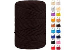 LEREATI Polyester Macrame Cord 3mm x 185yards, Braided Macrame Cord, Crochet Bag Polyester Yarn for Crocheting, Bag, Wall Hangings, Rug, DIY Crafts (Black Coffee)