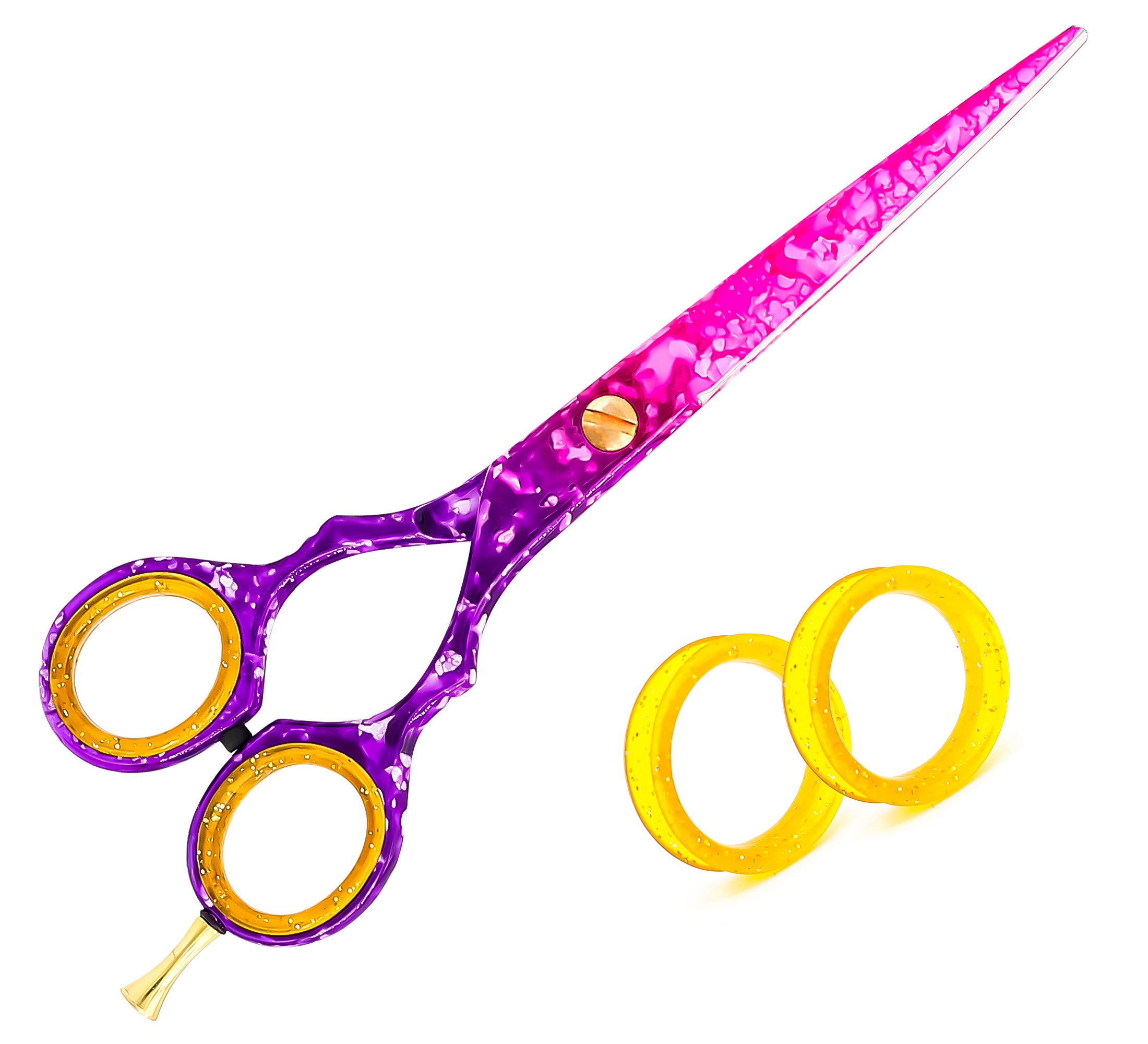 Professional Hairdressing Scissor Hair Cutter Scissor Hair Cutting Barber Scissors Sharp Razor Hairdresser Scissors Stainless Steel Shears for Salon Barbers, Men, Women, Ladies (Pink/Purple)