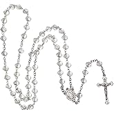 Rnivida Catholic Crystal Beads Rosary with Miraculous Medal, Crucifix Rosaries Communion Rosary for Women