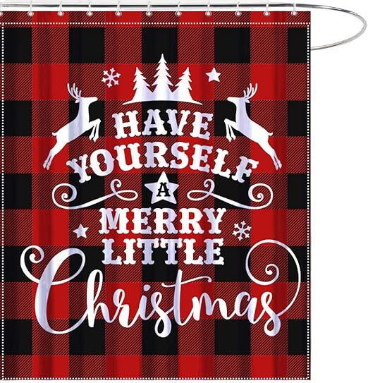 Amazon Com Maezap Merry Little Christmas Shower Curtain Red Black Buffalo Bathroom Decor Waterproof Polyester With Hooks 69x70 Inchs Home Kitchen