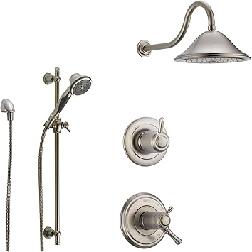 Delta Cassidy Stainless Steel Shower System With Thermostatic Shower Handle 3 Setting Diverter Large Rain Showerhead And Handheld Shower Ss17t9782ss Amazon Com Delta Cassidy Stainless Steel Shower System With Thermostatic Shower Handle 3 Setting Diverter Large Rain Showerhead And Handheld Shower Ss17t9782ss Amazon Com