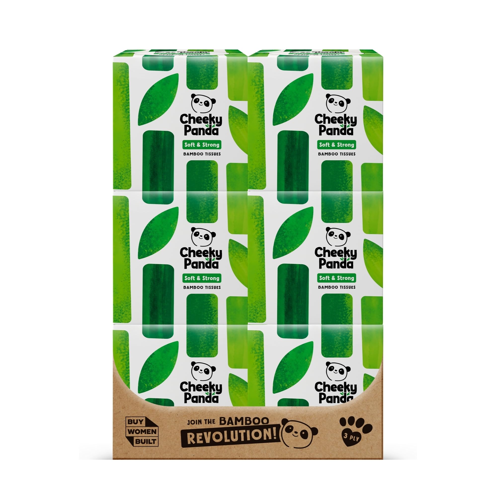The Cheeky Panda Bamboo Facial Tissues | 12 Cube Tissue Boxes | Soft Face Tissues | Plastic Free Tissues Box Multipack