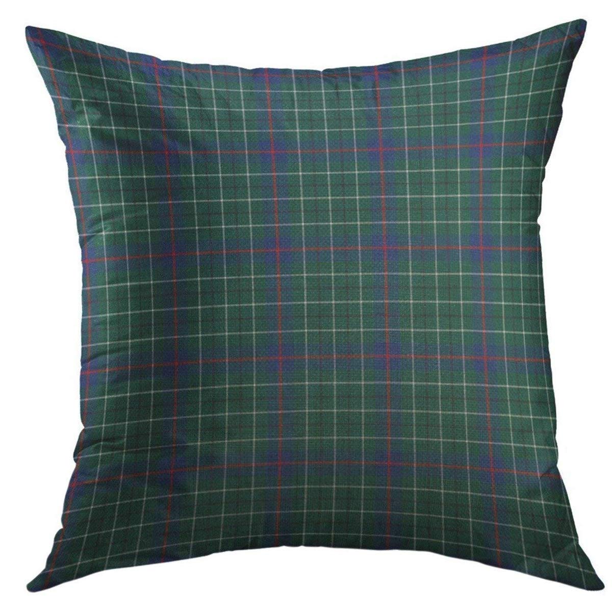 Mugod Decorative Throw Pillow Cover for Couch Sofa,Plaid Duncan Clan Green Blue Tartan Scottish Home Decor Pillow case 18x18 Inch