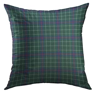 Mugod Decorative Throw Pillow Cover for Couch Sofa,Plaid Duncan Clan Green Blue Tartan Scottish Home Decor Pillow case 18x18 Inch