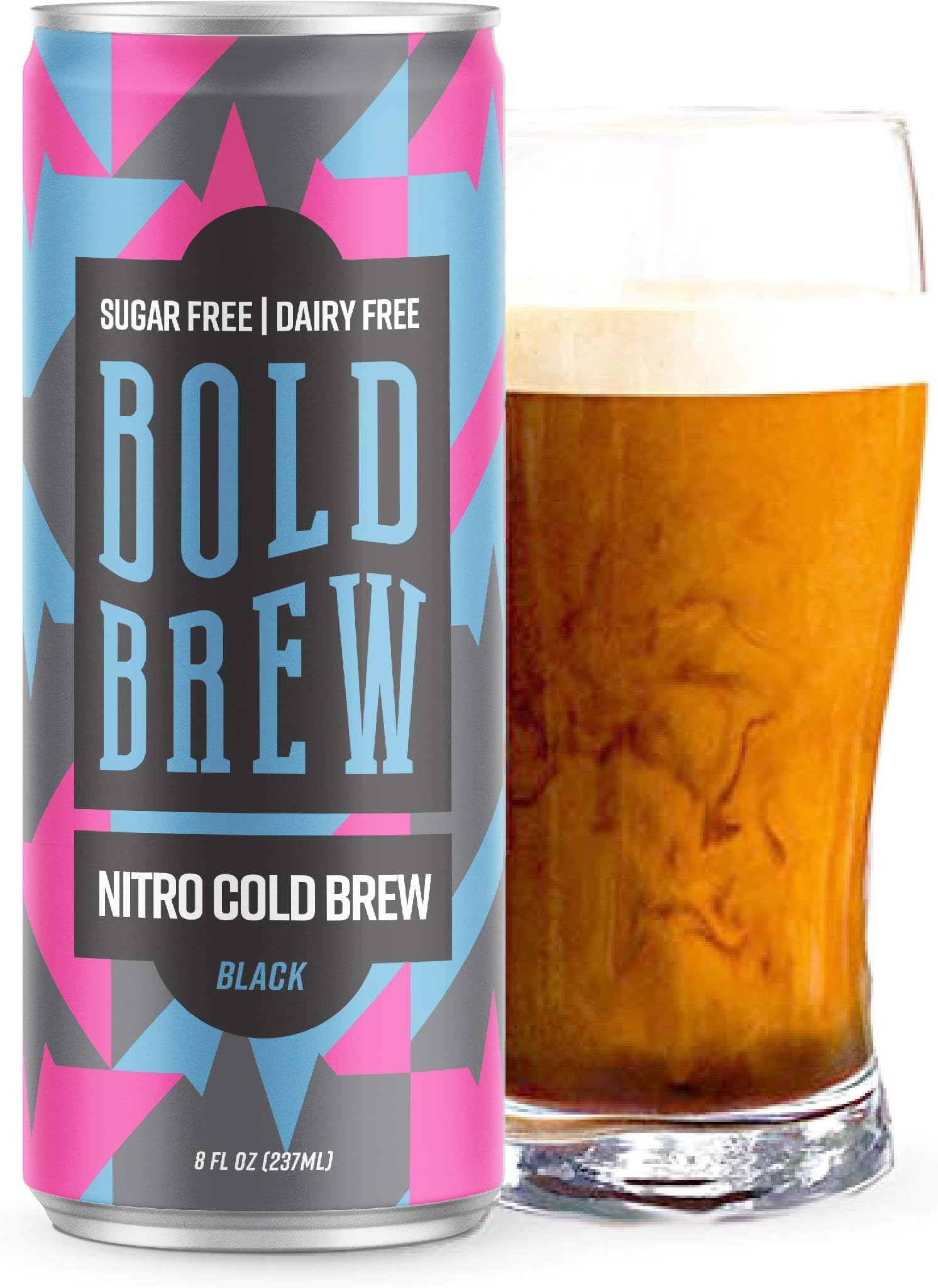 Bold Brew Nitro Cold Brew Coffee 8oz (12 Pack) | Premium Organic Arabica Coffee with Double Caffeine (180mg) | Sugarfree & Zero Calories