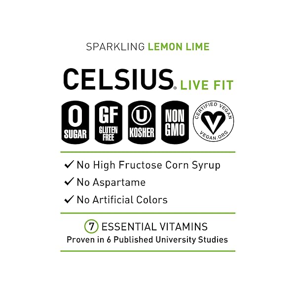CELSIUS SPARKLING LEMON LIME, FUNCTIONAL ESSENTIAL ENERGY DRINK, 12 FL OZ (PACK OF 12)