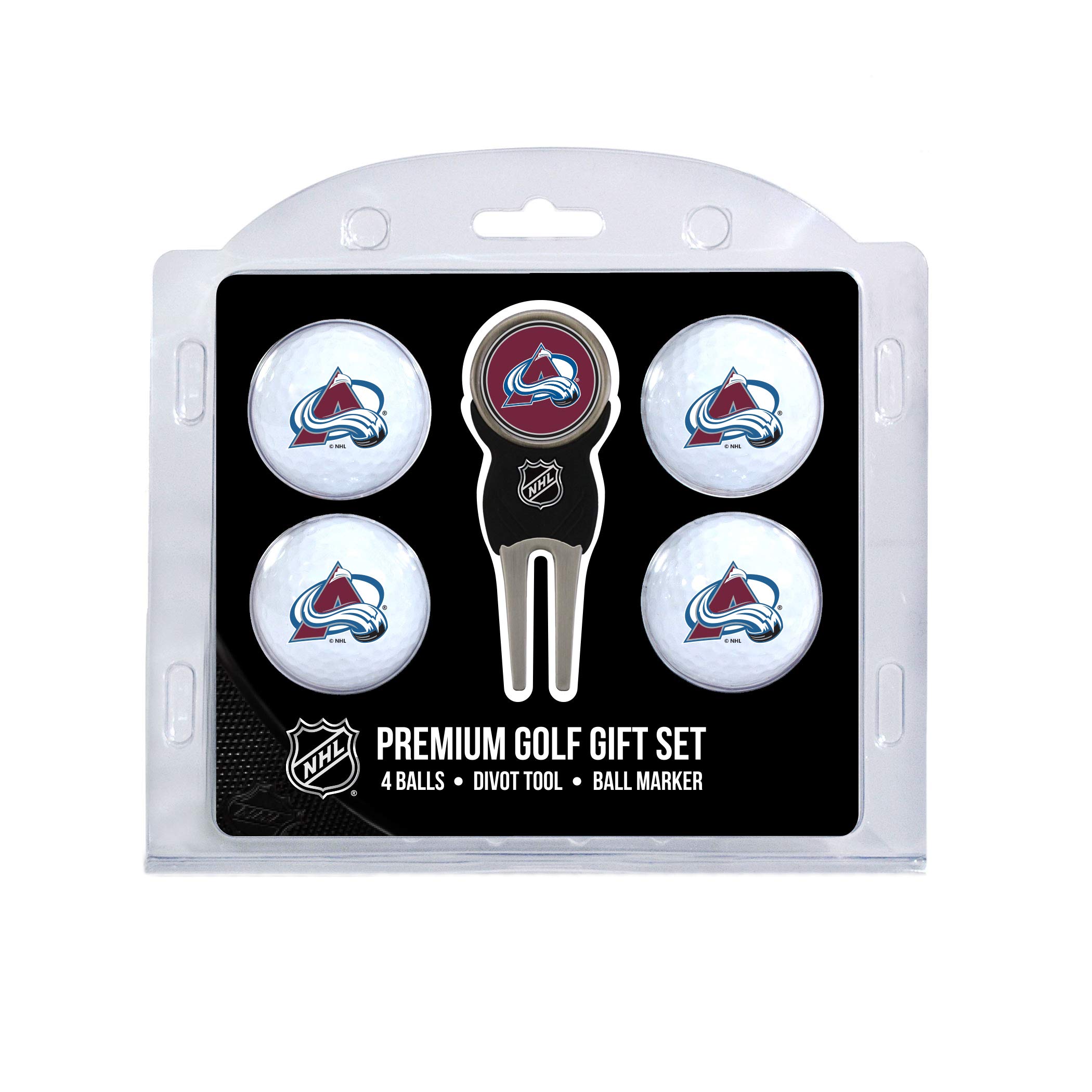 Team Golf NHL Colorado Avalanche 4 Golf Ball And Divot Tool Set Regulation Size Golf Balls (4 Count) & Divot Tool with Removable Double-Sided Magnetic Marker