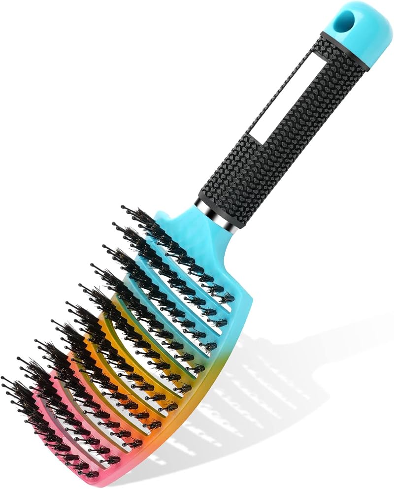 URAQT Hair Brush Boar Bristle Paddle for Women Soft Massage Detangle
