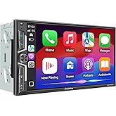 SJoyBring 7" QLED Double Din Car Stereo - Wireless Apple CarPlay &amp; Android Auto, 240W 4.2CHN, SWC, Bluetooth, FM/AM Car Radio, 2 Subwoofers Outputs, Backup Camera