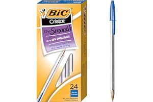 BIC Cristal Xtra Smooth Blue Ballpoint Pens, Medium Point (1.0mm), 24-Count Pack, Extra Smooth and Reliable Ballpoint Pens