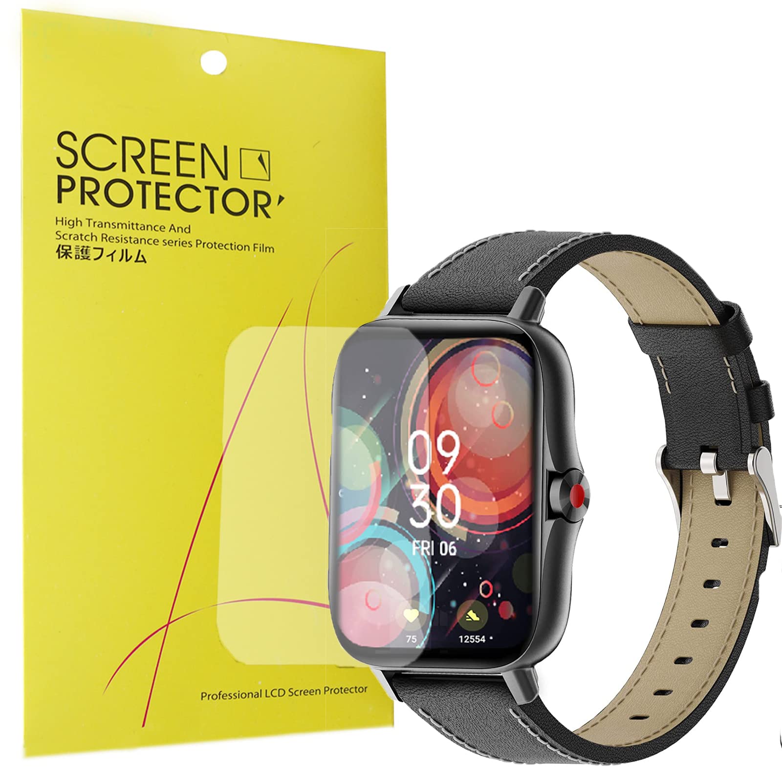 Compatible for FMK Smart Watch Screen Protector, onetuo [6 Pack] Full Coverage TPU Clear Film Compatible for FMK I18 1.69" Smart Watch (6 pack)