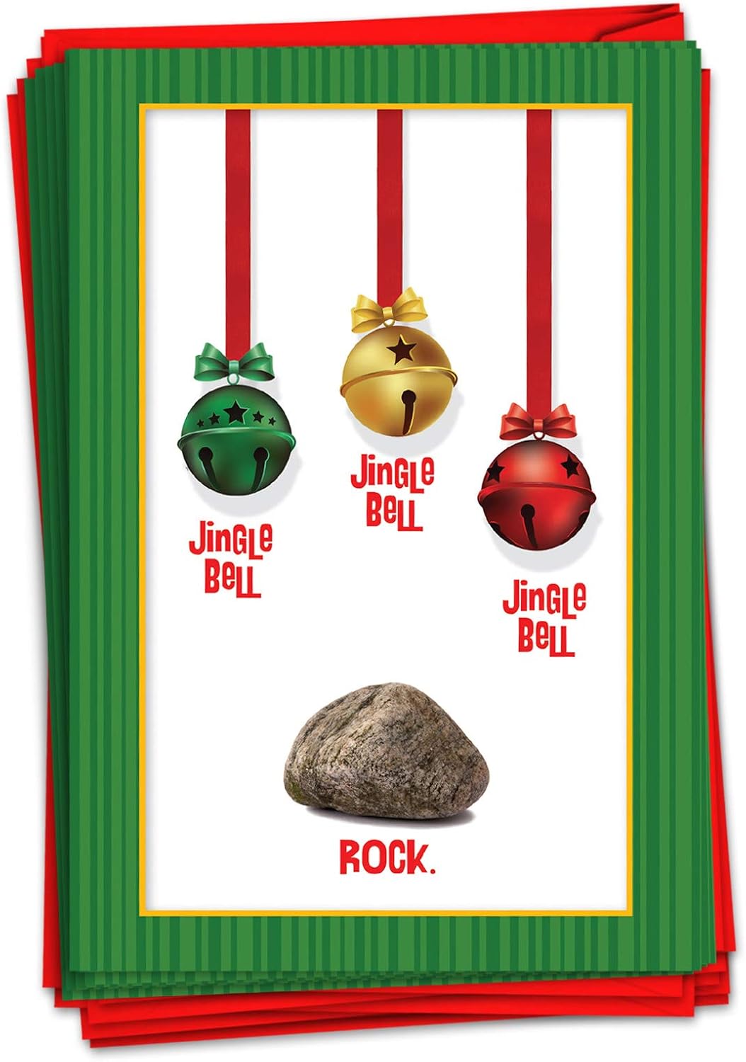 NobleWorks - 12 Adult Merry Christmas Cards Boxed - Funny Holiday Humor Greetings, Bulk Notecard Set (1 Design, 12 Cards) - Jingle Bell Rock B5954
