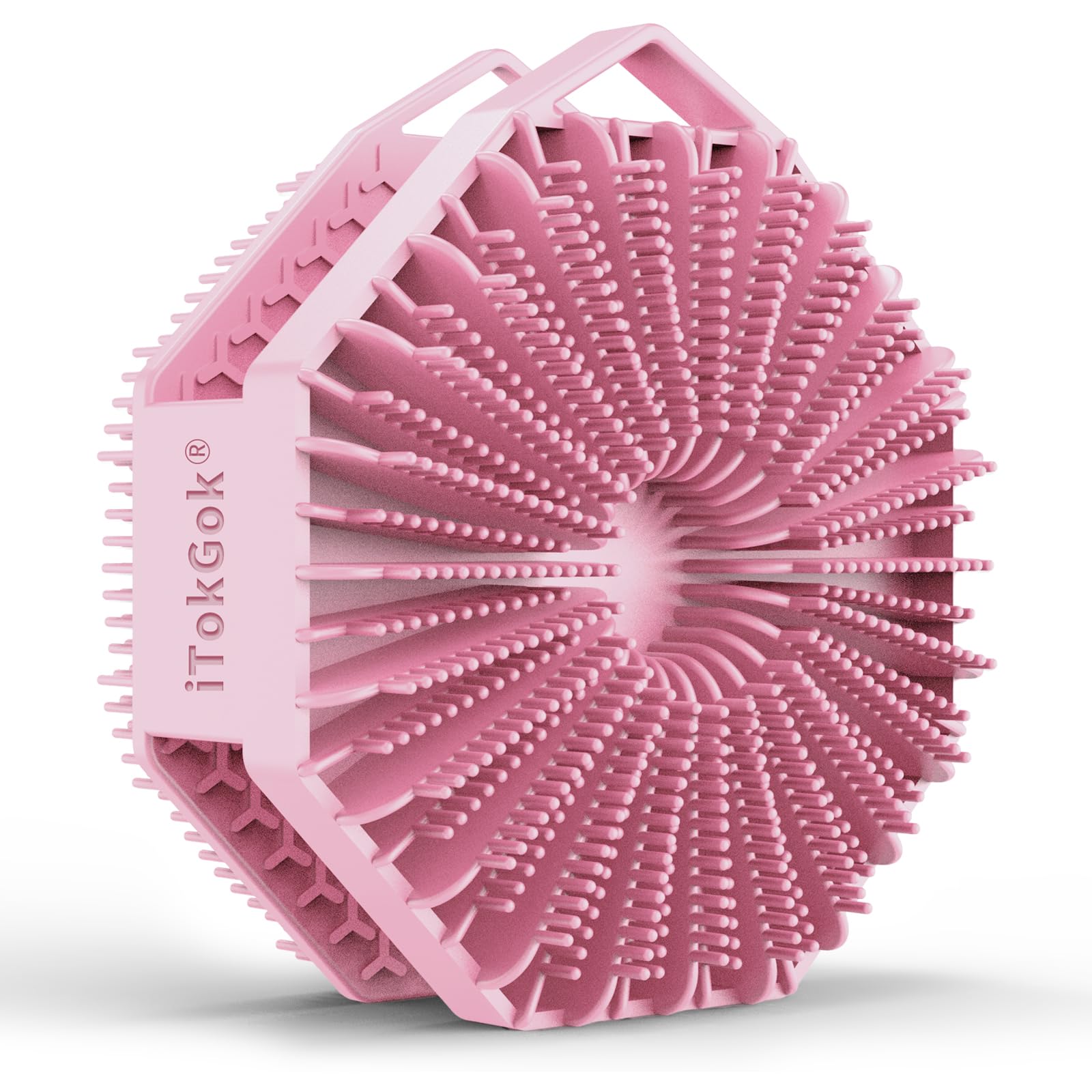 Photo 1 of iTokGoK® Premium Silver-Infused Double-Sided Design 2-in-1 Silicone Body Scrubber for Women,Body Buffer Scrubber for Sensitive Skin, Ergonomic No-Slip Handle, Long-Lasting & Easy to Clean - Pink