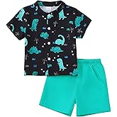 Jecson Toddler Boy Clothes Beach Boys Summer Outfits Short Sleeve Button Down Shirt and Elastic Waist Shorts Sets 12M-4Y
