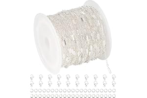 UMAOKANG 32.8 Feet Silver Necklace Chains Bulk for Jewelry Making Silver Plated Brass Tube Bar Link Chain Roll with Jump Rings and Lobster Clasps