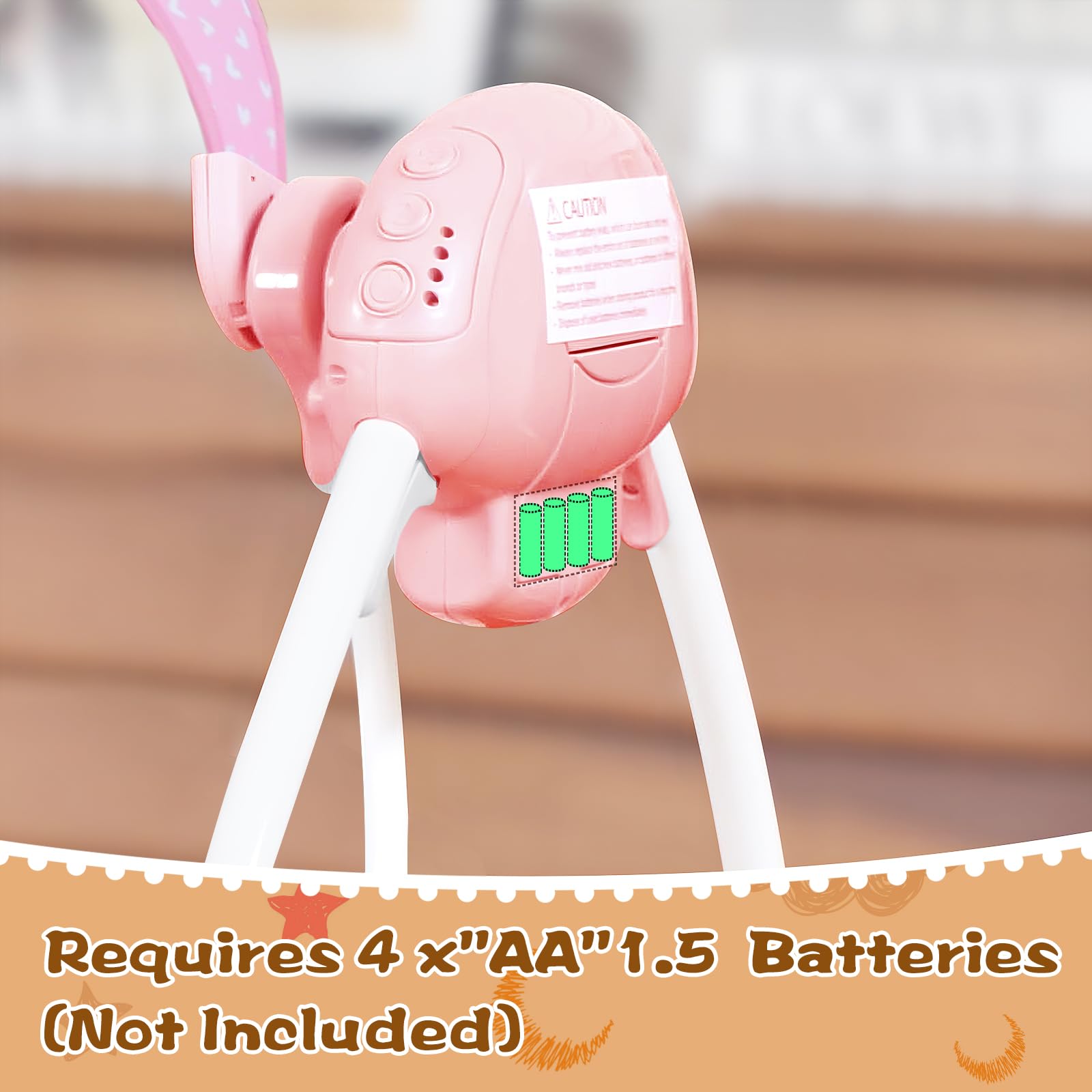 Baby Swing,Portable Baby Swing for Infants,Electric Baby Swings for Newborn, 5-Speed Infant Swing with Music,Timing,Soft Head Support,Pink Baby Girl Swing for Babies 0-6 Months 6-20 lbs