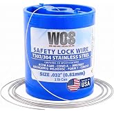 WCS .032 Stainless Steel Safety Lock Wire, T302/304, NASM20995C MS20995C, ASTM A580 Condition A, AMS569, Mechanics Wire for Aircraft, Automotive, &amp; Industrial Use, 1lb Dispenser Can, Approx 362 ft