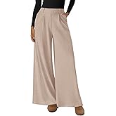 BTFBM Wide Leg Pants for Women Dressy Work Business Casual Elastic High Waisted Trousers Ribbed Lounge Palazzo Pants