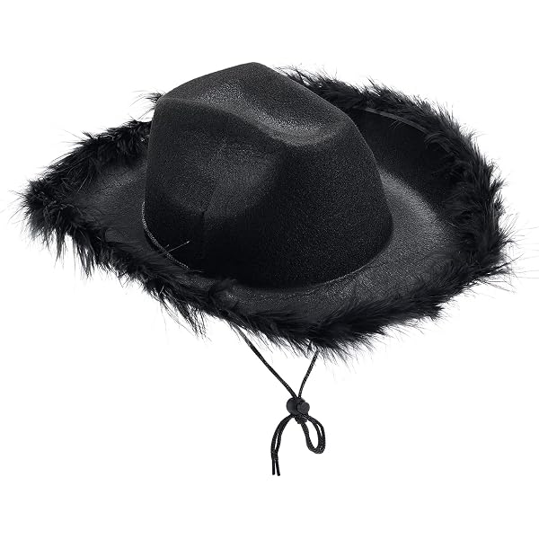 Western Cowboy Hat and Bandana Set Fluffy Feather Brim 