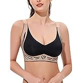 Bras for Women No Underwire, Womens Push Up Bras Wireless, Comfortable Bra Supportive Bralettes Plunge Seamless Bra, Black 2XL