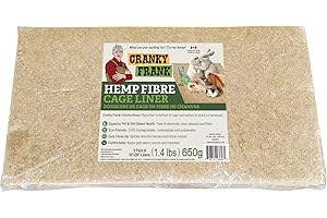 Cranky Frank Hemp Fibre Cage Liner - 3 Pack - Super Absorbent, Odor Blocking, All Natural, Dust-Free, Hypoallergenic, Biodegr
