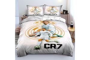 RTOVARPIX Football Star Bedding Three-Piece Set with 2 Pillowcases Christmas Microfiber Soft Fiber Children Boys Girls Adults Winter Bedding Quilt Cover Decoration