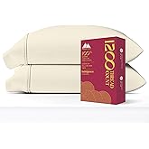 Mayfair Linen 100% Egyptian Cotton Pillow Cases King Size Set of 2 - Luxury 1200 Thread Count Sateen Weave Ivory Pillow Covers, Silky Soft, Breathable & Cooling Pillowcases, Fits King Size Pillows