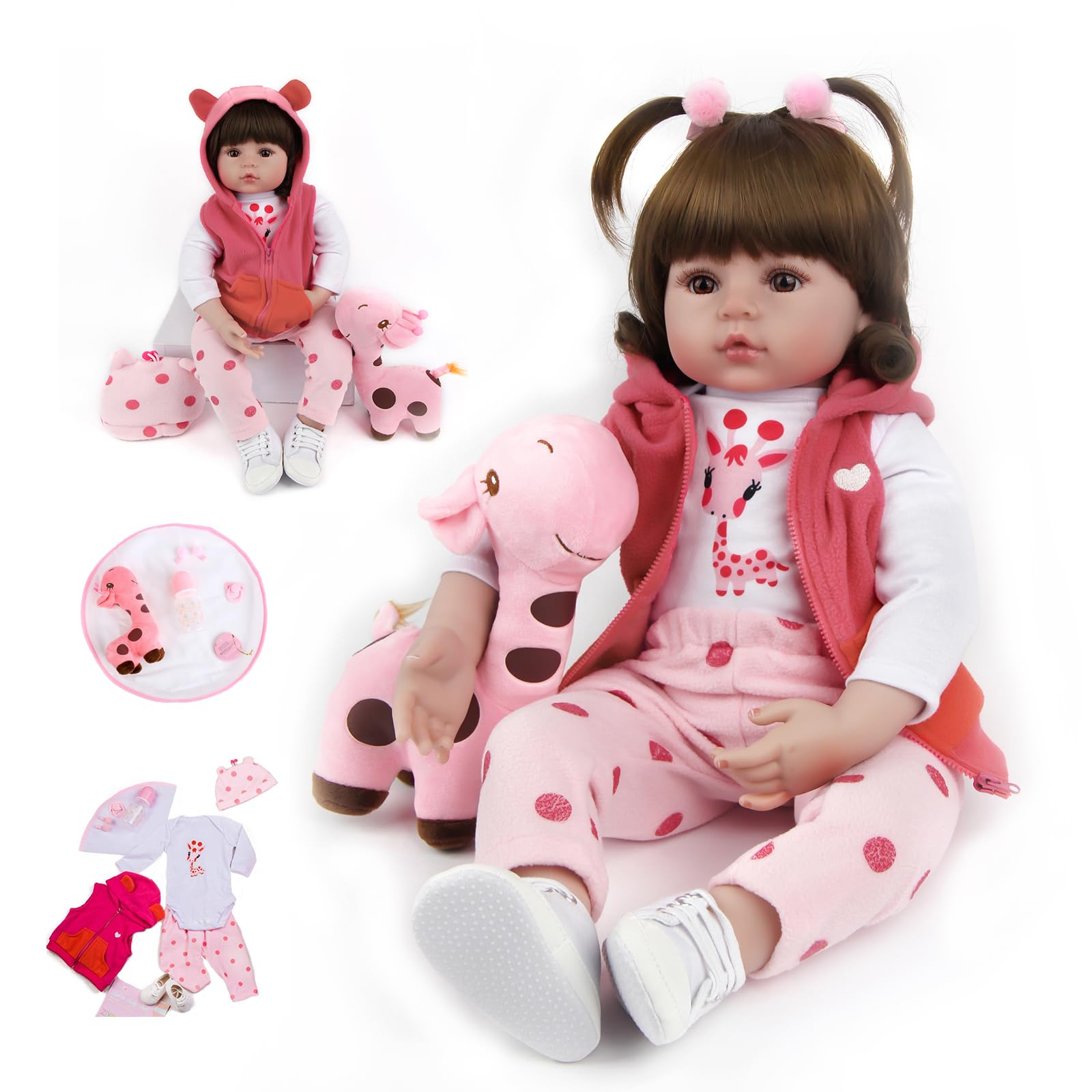antboat Reborn Dolls Baby Girls 24 Inch 60cm Soft Silicone Vinyl Realistic Real Life Reborn Baby Toddlers Newborn Toys Xmas Gifts