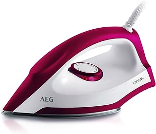 AEG LB 1300 Trockenbügeleisen (Flache Edelstahl-Bügelsohle, schmale Bügelspitze, Leichtgewicht, ergonomischer Griff, schnelles Aufheizen, variable Temperatureinstellung, 1,9 m Kabel, rot/weiß)